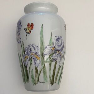 VTG Bareuther Waldsassen Bavaria Germany hand painted vase daisies pink blue 12"